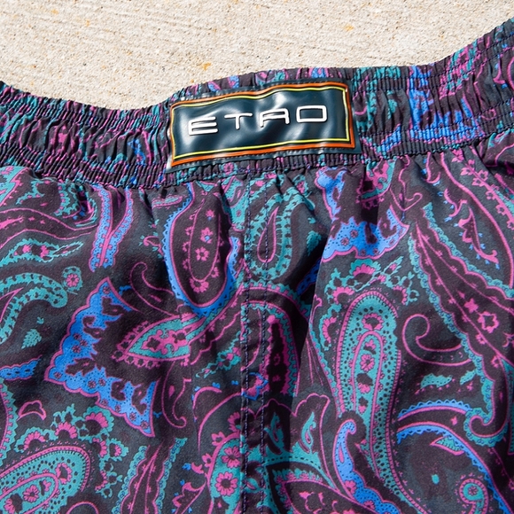 NWOT Designer ETRO Swim Trunks, Paisley, Mesh Lined interior/pockets, Large - Picture 4 of 7